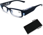 Reading Glasses with Light Magnifying Glasses with Light Led Magnifier Eyeglasses Nighttime Reader Frame Eyewear+2.5