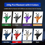 8 Color Bundle Elite PLA+ 3D Printer Filament, Multicolor PLA+ 1.75mm, Individually Vacuum Packed, 0.25kg Spool, 8 Pack (Black+Cream White+Grey+Orange Yellow+Red+Dark Blue+Green+Iris Purple)