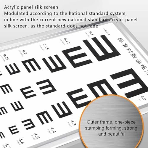 ERICAT 5m Led Eye Chart Light Box, Standard Logarithmic Eye Chart Eye Vision Chart with Astigmatism and Red Green Sight Mark, Even Lighting Without Fading and No Glare Effect, for Hospital