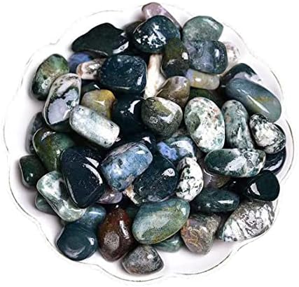 Moss Agate Healing Crystal Stones, 1.25-2.0" Large Reiki Healing Gemstones Natural Tumbled Polished Stones for Energy Witchcraft Therapy Meditation