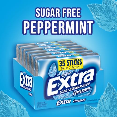 EXTRA Peppermint Sugar Free Chewing Gum Travel Essentials Mega Pack of Mint Refreshing Bulk Gum, 35-Stick Pack