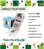 Printed TP Animal Pattern 2 Ply Toilet Paper Bathroom Tissue - Novelty Wildlife Bath Tissue Roll - Funny Toilet Paper for Home Decor, Potty Gag Gifts, Prank and Hilarious White Elephant - 500 Sheets