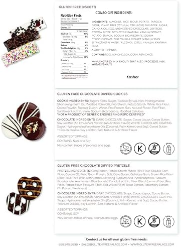 Gluten Free Palace Assorted Biscotti, Cookies & Pretzels Gift Box Premium Gluten Free Easter Cookies Gift Basket Elegant Chocolate Easter Treat Basket for Men, Women, Friends, & Family (15 Flavors)