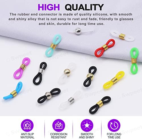 Swpeet 330Pcs Gold and Silver 3/4" Adjustable Silicone Eyeglass Chain Ends Spectacle End Connectors and 15/32" Stainless Steel Lobster Claw Clasps Kit, Bracelet Necklace Clasps Anti Spring Connector