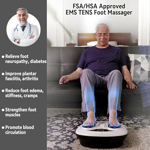 FIT KING Neuropathy Pain Relief for Feet Massager, EMS Foot Massager for Neuropathy with TENS Pads, Foot Circulation Stimulator for Plantar Fasciitis, Diabetes Feet Pain Relief