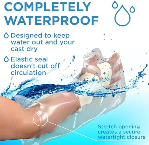 Mighty-X 100% Waterproof Cast Covers for Shower Arm - Tight Seal - 3pk Adult Reusable Cast Protectors - Half Arm Bag Sleeves