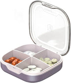 1PC Pill Box, Medicine Organizer for Purse, Daily Vitamin Case 4 Days for Travel, PC+PP Cute Weekly Supplement Capsule Small Container for Pocket, Portable Gummies Holder，Russet