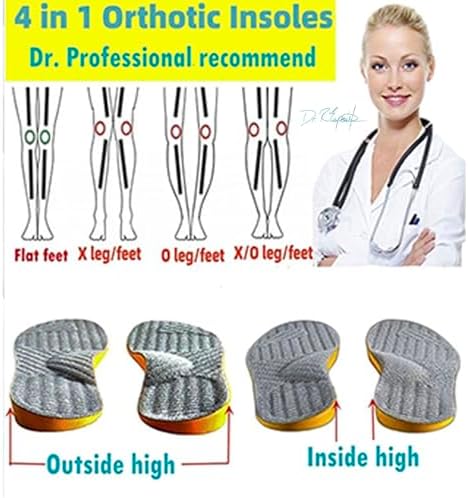 Goofort Women Men Posture Correcting Orthotic Insoles 4 in 1 Gel Insoles Flat feet Arch Support Orthopedic overpronation Supination Plantar Fasciitis Metatarsalgia X/O Valgus Varus Shoe Inserts