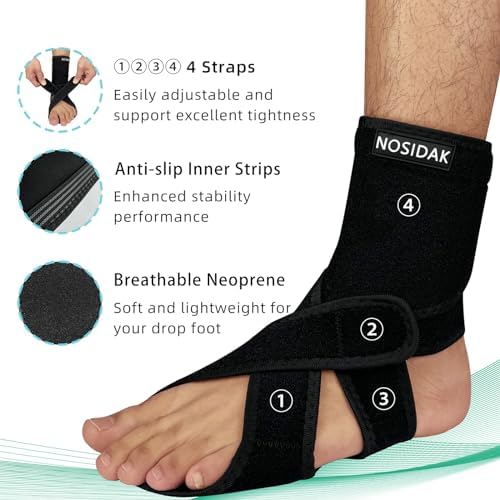 AFO Foot Drop Brace for Walking with Shoes, Plantar Fasciitis Night Splint, Ankle Brace, Drop Foot Brace for Sleeping, Ankle Foot Orthosis for Stroke Recovery, MS, TBI, ALS, Fracture - Left