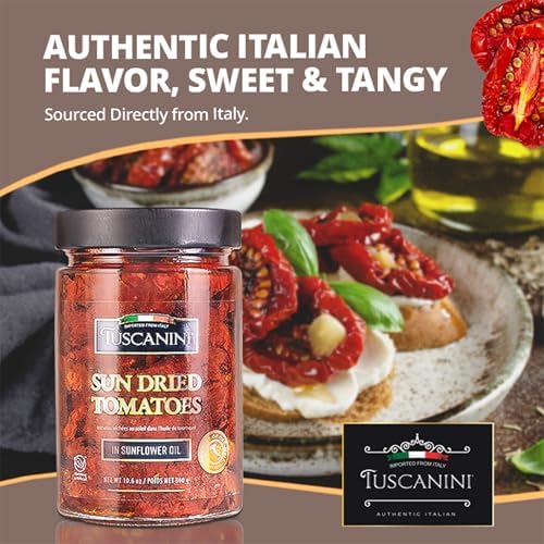 Tuscanini Italian Sun Dried Tomatoes in Oil, 10.6 (2 Pack) | Julienne Cut | Nothing Artificial | Kosher | Product of Italy | Gourmet Ingredient
