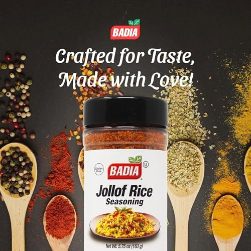Badia Jollof Rice Seasoning, 5.75 oz – African Blend of Tomato, Peppers, Onion & Spices, Bold Savory Flavor, Gluten Free