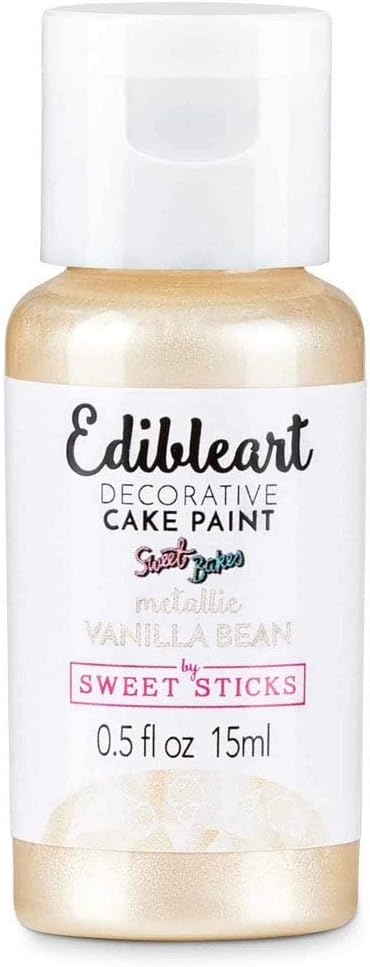 Sweet Sticks Edible Art Decorative Cake Paint 0.5 Ounce (15 Milliliters), Metallic Vanilla Bean No Taste