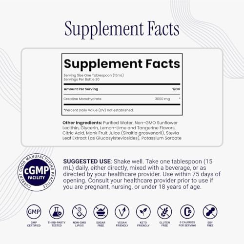 Rho Nutrition Liposomal Creatine Monohydrate - Ultra High Absorption Liquid Creatine Supplement – Promotes Lean Muscle Mass & Recovery, Supports Brain Function & Enhances Cellular Energy Production