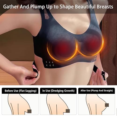 Electric Bust Massager, Breast Enhancer Massager Bra with 3 Heating Levels, USB Wireless Breast Massager for Shaping Beautiful Chest Anti Sagging with 5 Modes, Black
