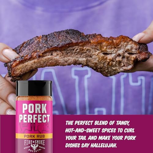 Fire & Smoke Society Pork Perfect Pork Rub | BBQ Seasoning for Smoking and Grilling Meat | Ribs, Dry BBQ Rubs and Spices | Paprika, Mustard, Cayenne Pepper & Salt | M 5.5 oz