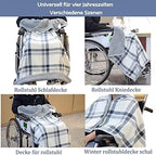 ROBOTA Wheelchair Warmer Cover Blanket, Scarf Blanket for Adults Flannel Lining Wheelchair Poncho Knee Blanket Leg Blanket Portable Warm Blanket Cape Poncho for Wheelchair Users, 80x130cm, XX999