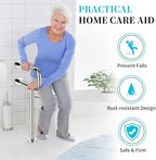Toilet Support Rail 23.4X 28 Inch, Munzong Anti-Slip Chrome Handicap Grab Bar for Bathroom, Stainless Steel Knurled Safety handrails with Leg for Elderly Disabled Pregnant-1.25’Tube