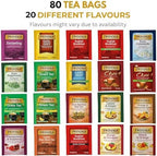 Twinings Tea Sampler Collection – 80 Tea Bags, 20 Flavours/Assorted Tea, Gift Set in Decorative Bamboo Box – Wooden Organizer Tea Chest Included – Ideal for Home, Office, Family & Friends (Bamboo Box)
