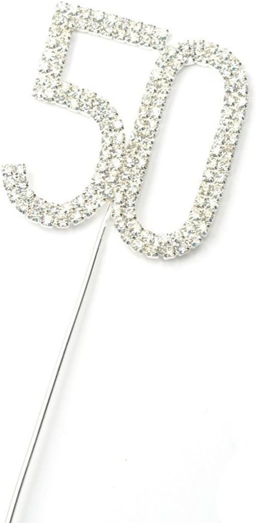 yueton Rhinestone Crystal Number 50 Birthday Wedding 50th Anniversary Cake Topper Cake Decor Accessories