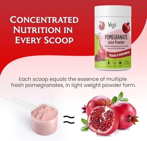 Pomegranate Juice Powder - Freeze Dried Organic Pomegranate Fruit Juice Concentrated Antioxidants & Electrolytes - Instant Drink Mix Powder for Hydration, Flavoring, Sugar Free 6 oz (Pack of 1)