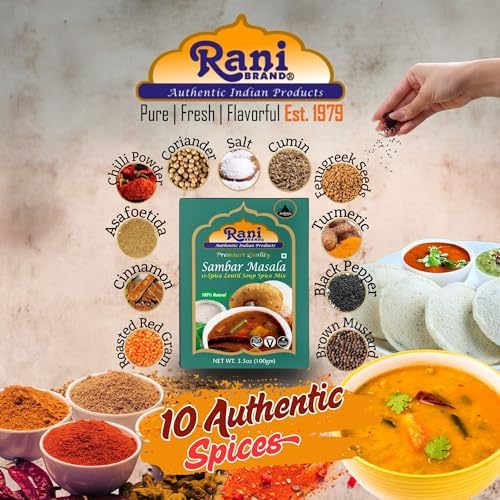Rani Sambar Masala (Lentil Soup Spice Blend) 3.5oz (100g) ~ All Natural | Vegan | No Colors | Gluten Friendly | NON-GMO | Indian Origin