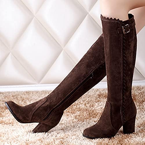 Elegant Round Toe Knee High Boots with Side Zipper for Women
