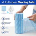 Disposable Cleaning Rolls Reusable Cleaning Cloths Dry Kitchen Towels Dish Cloths Handi Wipes 2 Roll, Total 200 Pcs, Blue