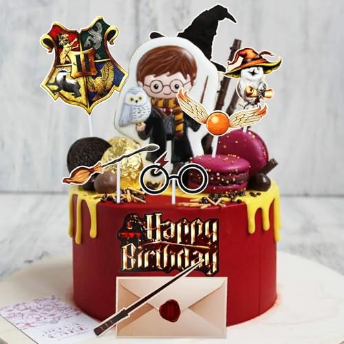 11 Pcs Magical Wizard Happy Birthday Cake Topper Decorations for Baby Shower Wizard Themed Birthday Party Supplies