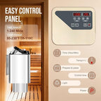 Sauna Heater, 9KW 220V Electric Sauna Stove, Steam Bath Sauna Heater with External Digital Controller, for Cubic Feet, Home Hotel Spa Shower,All stainless steel body (split machine)