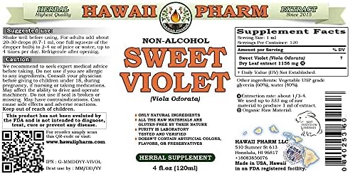 Sweet Violet Alcohol-Free Liquid Extract, Sweet Violet (Viola Odorata) Dried Leaf Glycerite Natural Herbal Supplement, Hawaii Pharm, USA 2 fl.oz