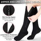 Ailaka Zipper Compression Socks Medical, 15-20 mmHg Knee High Compression Socks for Men Women, Close Toe Support Socks for Varicose Veins, Edema, Recovery, Pregnant, Nurse(Black, X-Large)