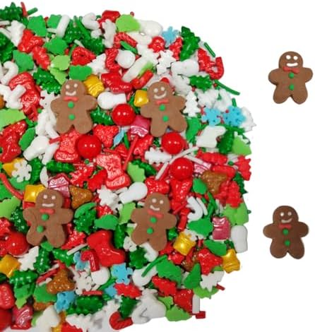Homankit Christmas Sprinkles for Cake Decorating Edible Gingerbread Man Sprinkle Mix Cake Cupcake Toppers Cookie Dessert Decorations 3.53 Ounces