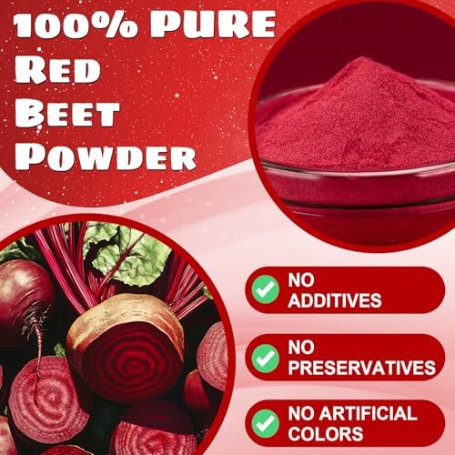 Natural Red Beet Powder - Kiigfood 8.8oz/250g Premium Red Food Coloring, Organic Beetroot Powder for Drinks, Cocktail, Smoothies, Christmas Baking - Vegan, Non-GMO, Gluten-Free