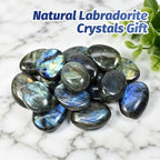 2PCS Labradorite Crystals, Irregular Shaped Gemstone Labradorite Worry Stones, Natural Hand Carved Palm Stone Worry Stone Crystals for Meditation, Home Decor