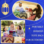 Yoojahow 18 Pcs Eid Mubarak Gift Bags with Handles 12.6 x 9.8 x 6.7 Inch Large Reusable Ramadan Tote Bags Eid Mubarak Non-Woven Treat Goodie for Gifts Wrapping Shopping Ramadan Party Supplies