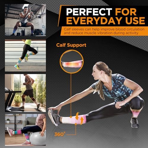 Doc Miller Calf Compression Sleeve for Men & Women – 20–30 mmHg Graduated Compression, Footless Compression Socks Alternative for Running, Shin Splints, Swelling, Varicose Veins –Calf Support, 1 Pair