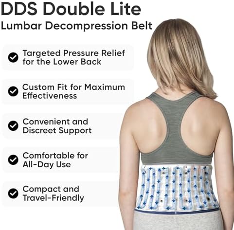 DDS Lumbar Decompression Belt Double Lite Pneumatic Air Back Brace Lower Waist Back Lifting Working Out Walking Gym Sciatica Herniated Disc Pinched Nerves Stenosis Traction L (33"-35")