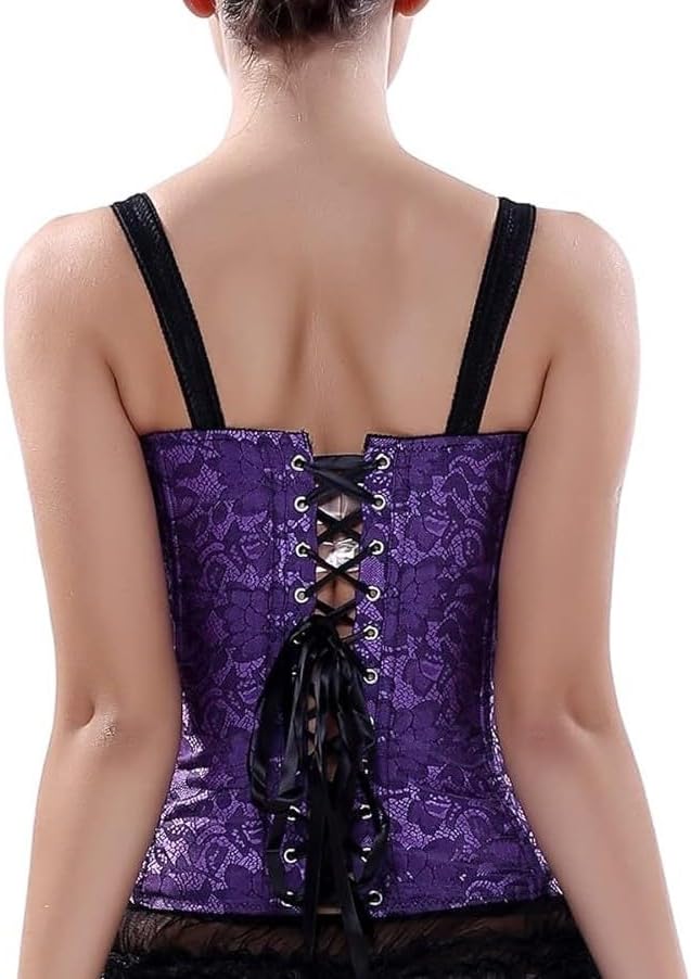 DKCHENH Women Sexy Strap Lace-Up Corsets and Bustiers Top Overbust Shaper,Plastic Boning Bustier Corset Vest Top.