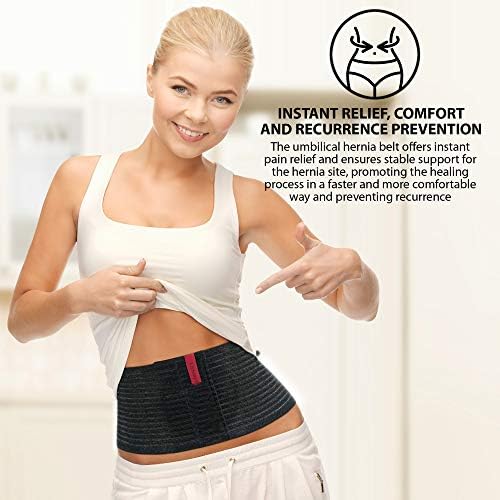 ORTONYX Umbilical Hernia Belt for Men and Women / 6.25" Abdominal Binder With Hernia Support Pad/Post-Surgical Belly Band - Black OX5241-S/M