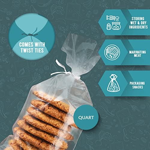 PAMI Gallon Twist Tie Storage Bags - 100 Disposable Plastic Food-Safe Baggies with Ties, 11x12.5 in, Versatile for Kitchen, Home, Office Uses