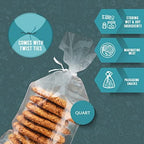 PAMI Gallon Twist Tie Storage Bags - 100 Disposable Plastic Food-Safe Baggies with Ties, 11x12.5 in, Versatile for Kitchen, Home, Office Uses