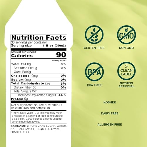 Monin - Green Mint Syrup, Bold Peppermint Coolness, Natural Flavors, Great for Smoothies, Sodas, Cocktails, and Teas, Non-GMO, Gluten-Free (1 Liter)