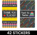 Teacher Appreciation Mini Candy Bar Wrappers – 42 Thank You Teacher Labels (2.5" x 1.25") – Candy Favor Stickers for Appreciation Week and End-of-Year Gifts