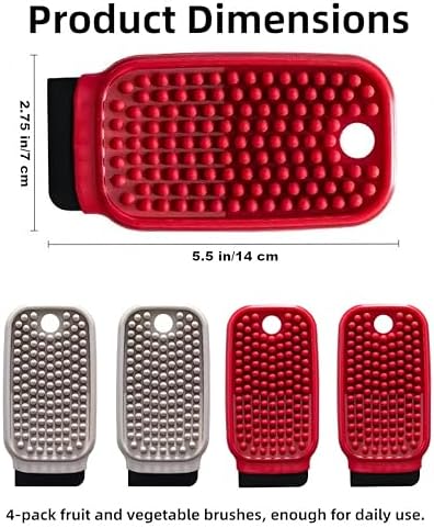 Potato Scrubber Brush 4 Pack Vegetable Brushes Multi-Functional Vegetable and Fruit Brush with Silicone Soft Bristles Double-Sided Vegetable Scrubber Brush for Food