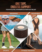 TheraCopper Copper Infused Kinesiology Tape – 2 Rolls (40 Precut Strips) – Advanced Waterproof Kinesiology Tape for Shoulder, Elbow, Bowling Wrist, Weightlifting, Muscle Strain & Joint Support (Black)