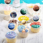 40Pcs Space Cupcake Toppers Astronaut Cupcake Picks Solar System Galaxy Universe Planet Food Picks for Outer Space Baby Shower Boys Girls Birthday Party Cake Cupcake Decorations