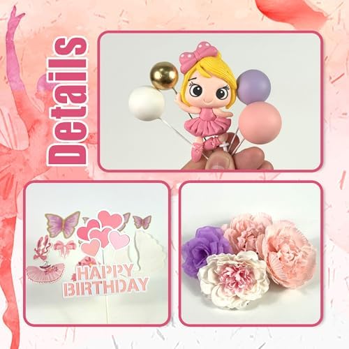 Dancing Ballet Cake Topper Butterfly Cake Decoration for Women Ballerina Theme Birthday