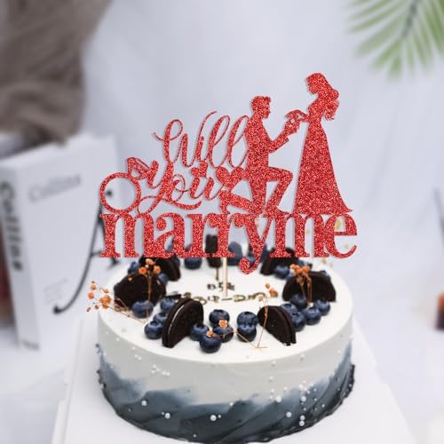 Will You Marry Me cake topper ，suitable for Engaged Cake Topper， Wedding Cake Topper, Bridal Shower -Engagement Wedding Party Decorations Supplies