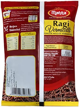 Manna Ragi (Finger Millet) Vermicelli Noodles (Semia) 2kg (200g x 10 Packs)