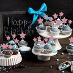 Gyufise 42Pcs Little Star Cupcake Toppers Pink Glitter Twinkle Star Cupcake Picks Wedding Engagement Bridal Shower Baby Shower Birthday Party Cake Decorations Supplies 3 Sizes